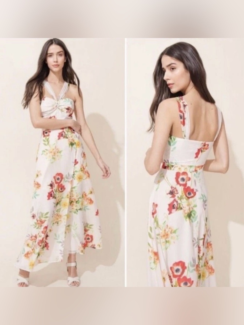 Yumi Kim Womens Field Of Dreams Ariana Floral Print Halter Midi Dress Size XS